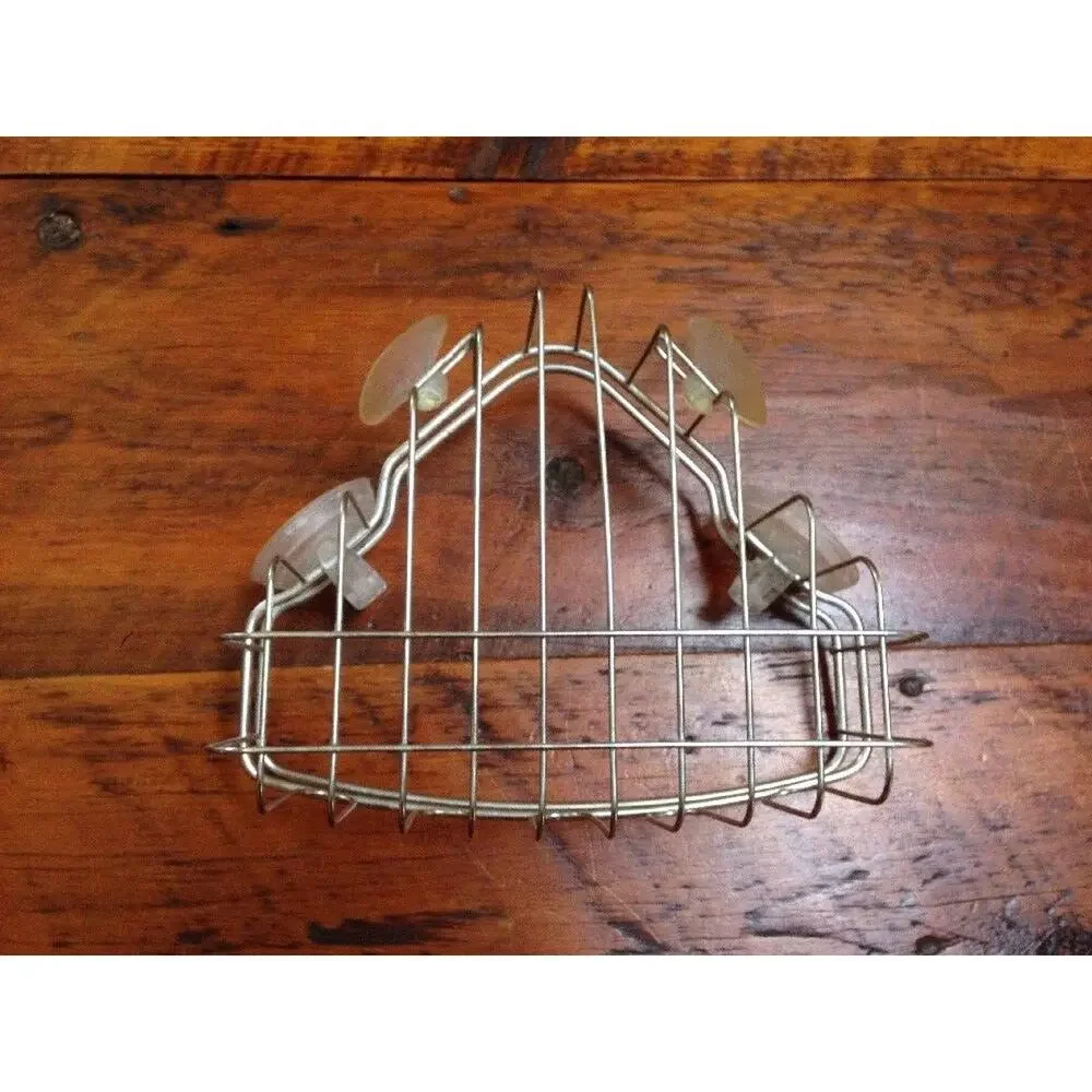 Stainless Steel Corner Suction Cup Soap Storage Shower Caddie Basket Organizer